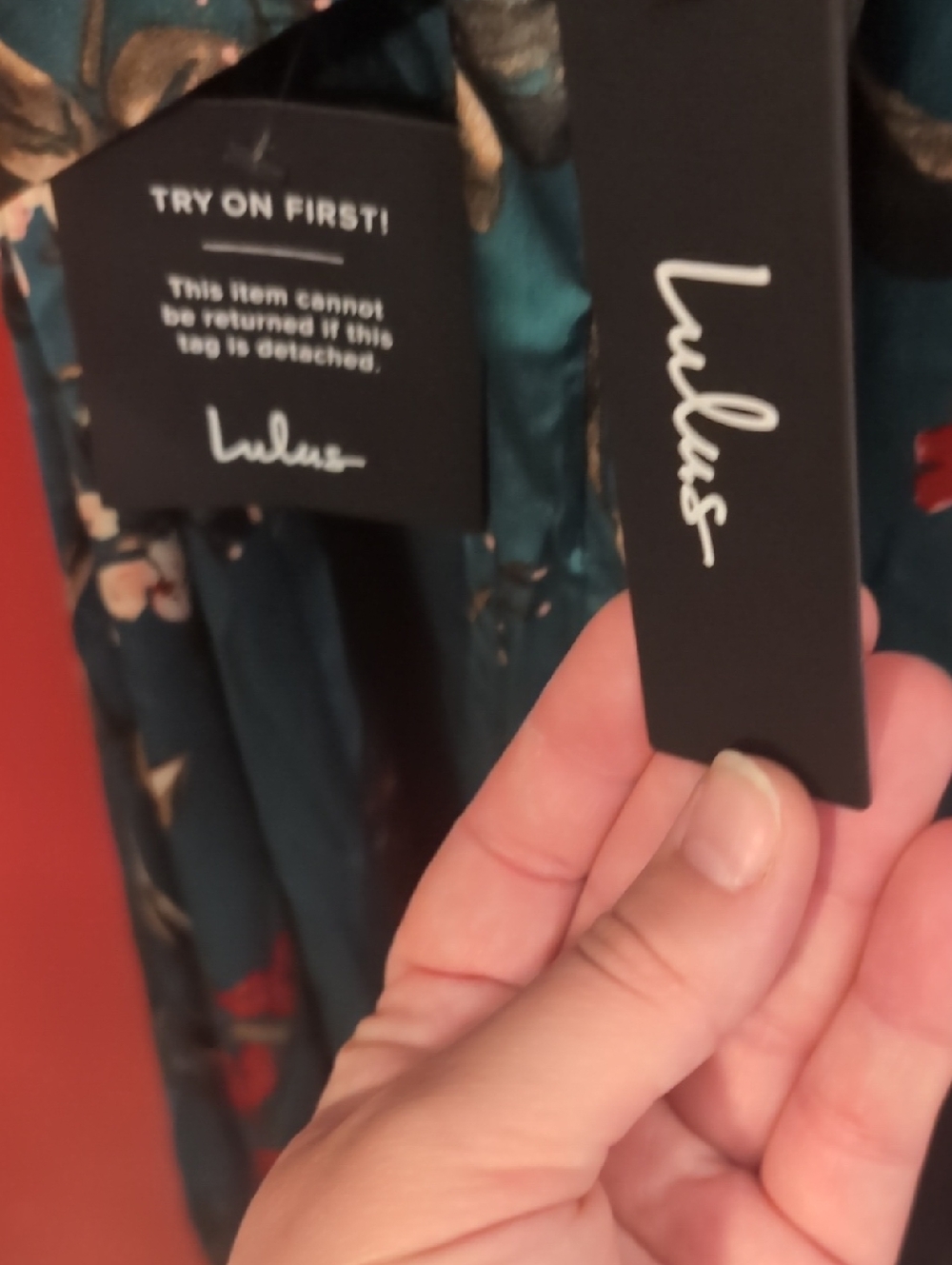 Lulu's Teal Floral Wrap-Front Maxi Dress with Pink & Red Blooms - Picture 3 of 6
